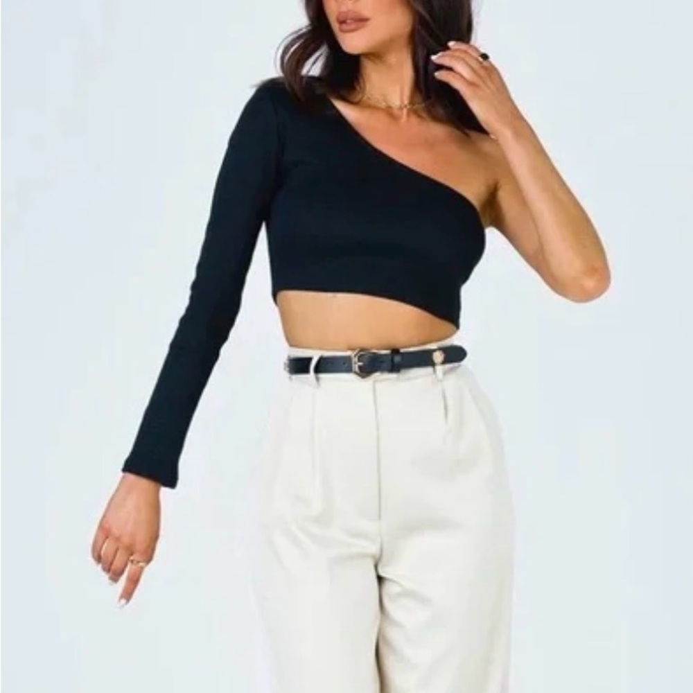 Princess Poly One-Shoulder Black Crop Top